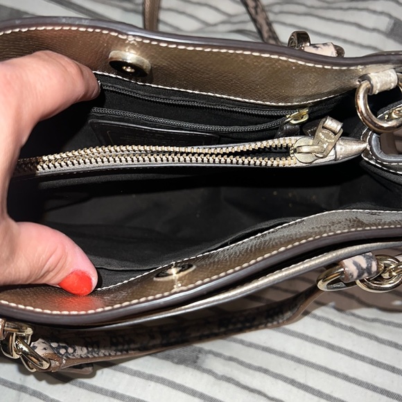 COACH MINETTA CROSSBODY & WRISTLET IN METALLIC LEATHER WITH EXOTIC TRIM - Picture 8 of 13